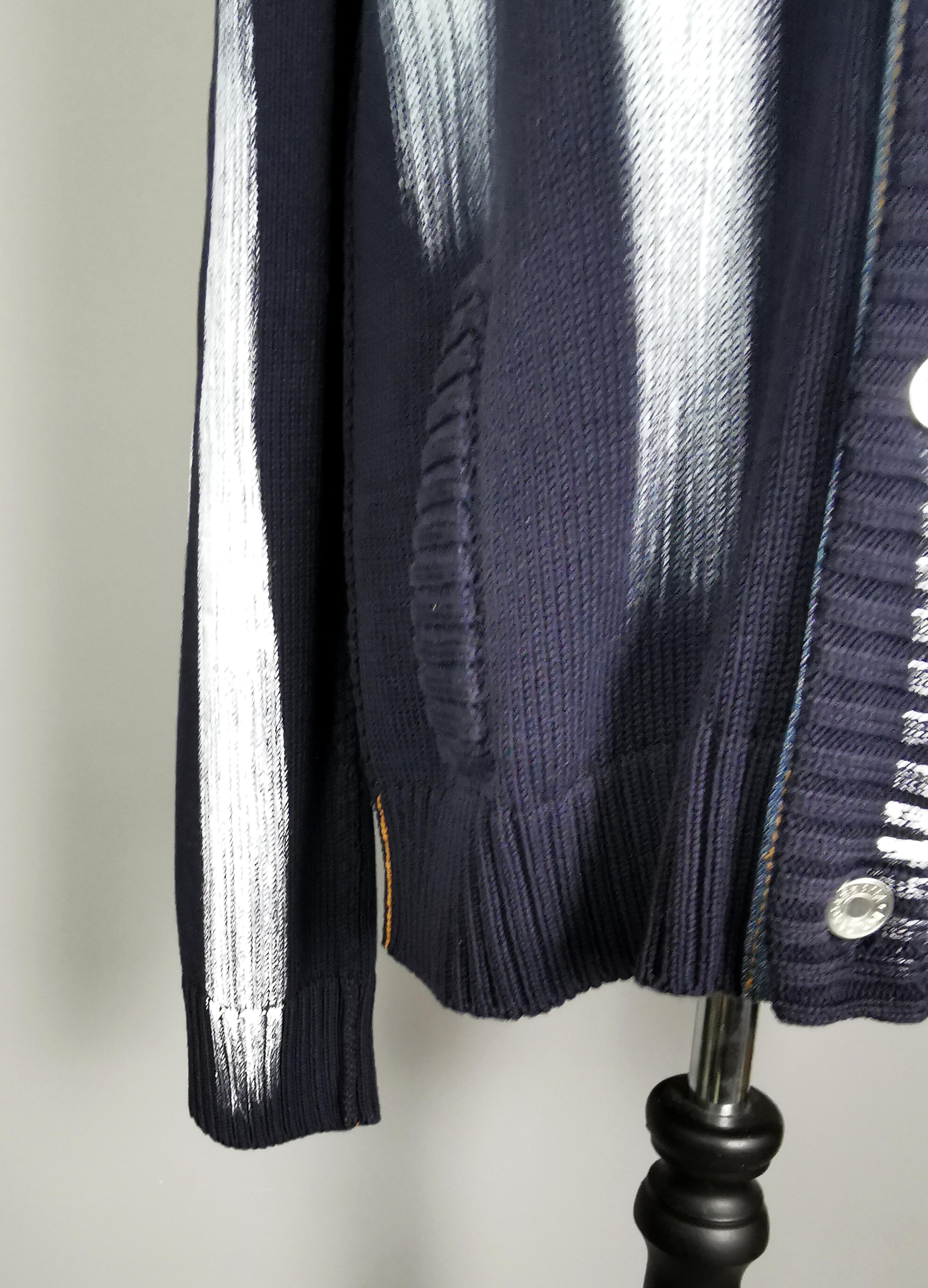Vintage Mens Dolce and Gabbana paint stripe cardigan For Sale 4