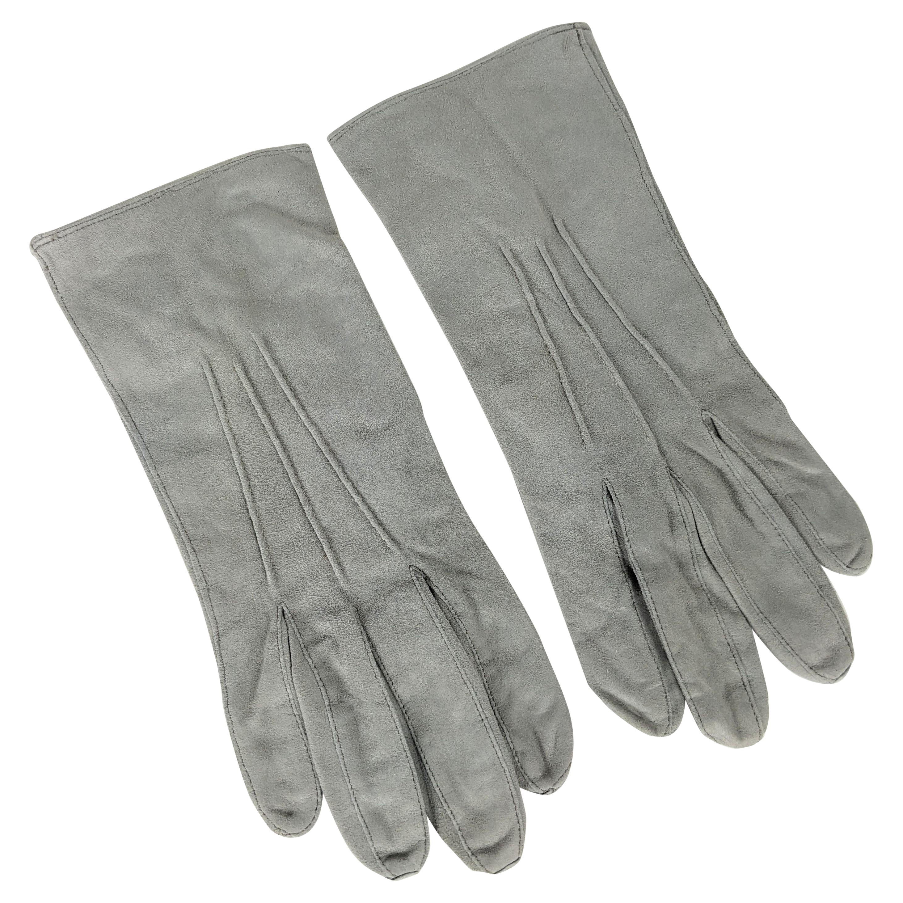 Vintage Mens Dove Gray Wildleder Kleid Handschuhe