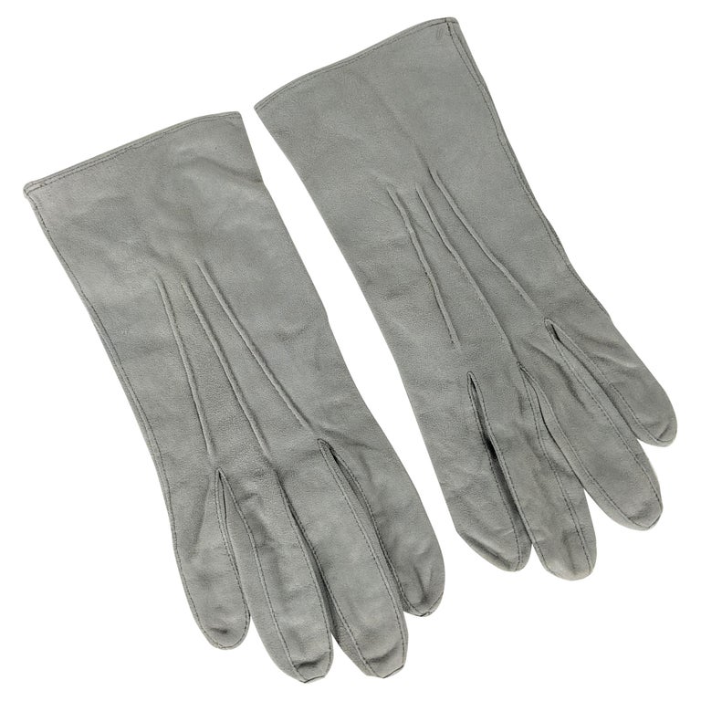 Vintage Mens Dove Gray Suede Dress Gloves For Sale at 1stDibs