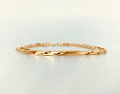 Vintage Men's Fancy Boxed Figaro Link Bracelet 14 Gold