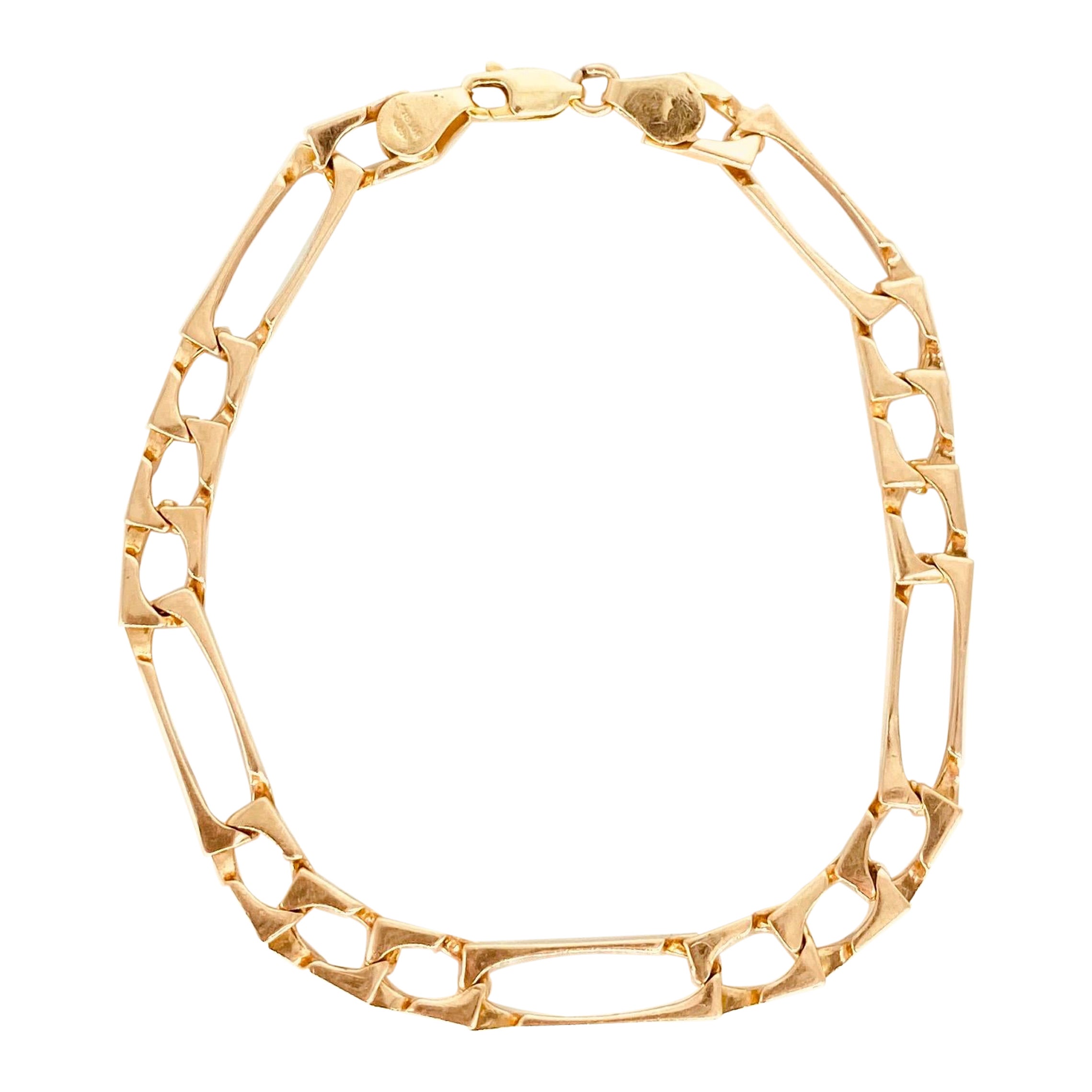 Herren-Gliederarmband 14 Gold mit Fancy Boxed-Muster