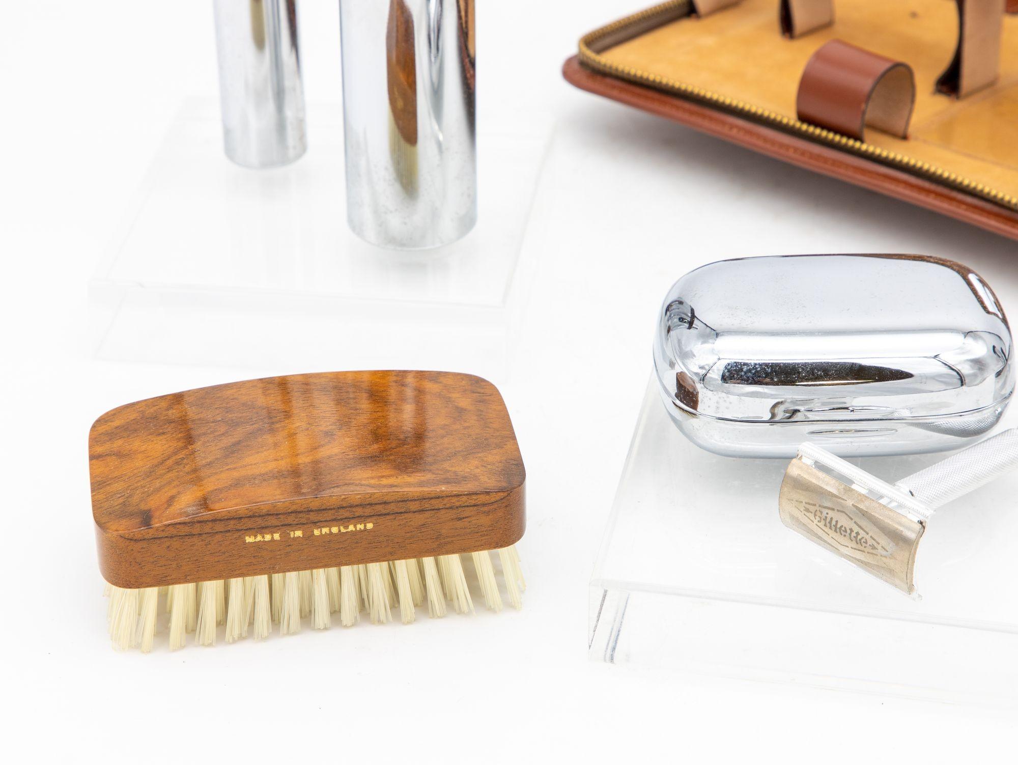 Mid-20th Century Vintage Men's Grooming Kit with Leather Case For Sale