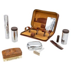 Kit de toilettage vintage pour hommes avec étui en cuir