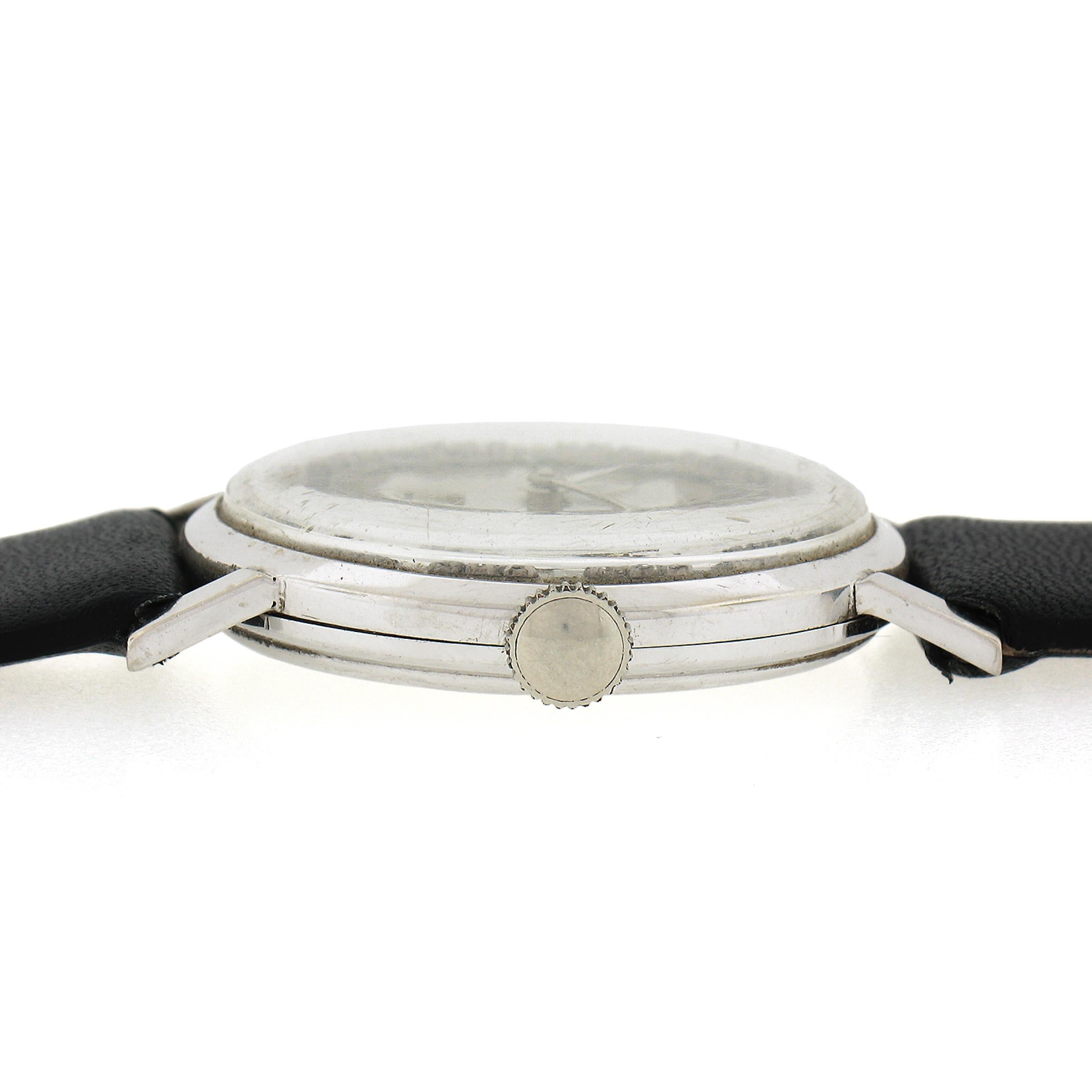 Round Cut Vintage Men's Hamilton 14k White Gold 32mm 17j Mechanical Diamond Wrist Watch