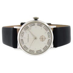 Vintage Men's Hamilton 14k White Gold 32mm 17j Mechanical Diamond Wrist Watch