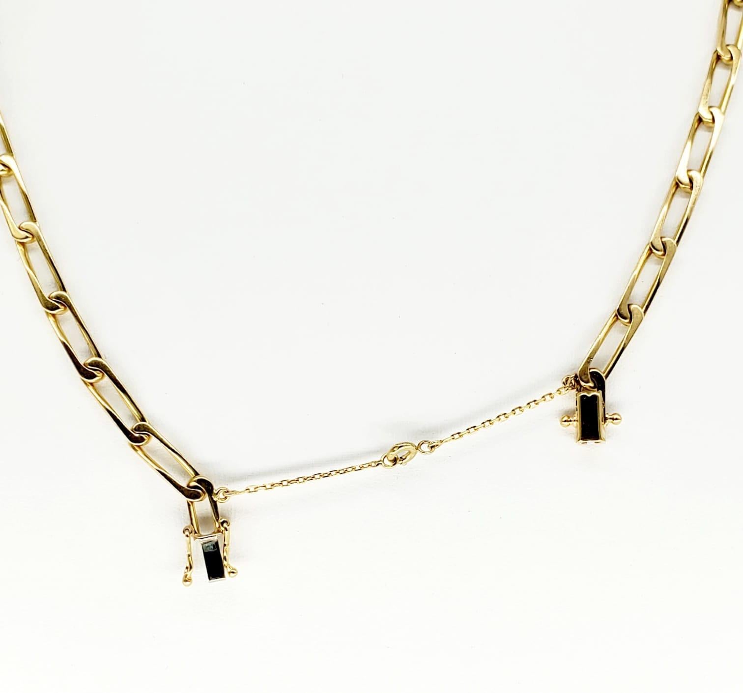 Men’s Fancy Paper Clip Link 18 Karat Gold Chain Heavy In Excellent Condition In Miami, FL