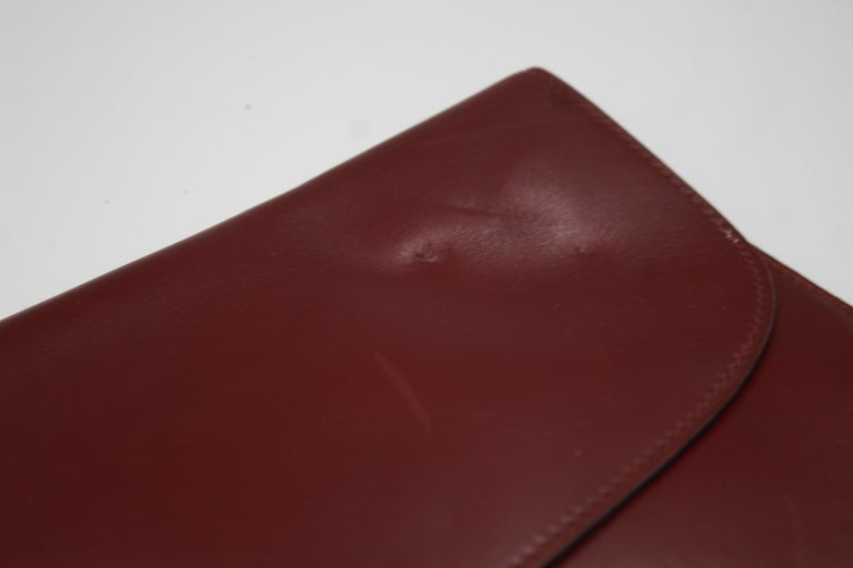 Brown Vintage Men's Hermes Document Clutch in Burgundy Leather For Sale