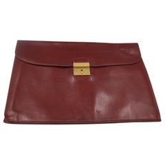 Retro Men's Hermes Document Clutch in Burgundy Leather