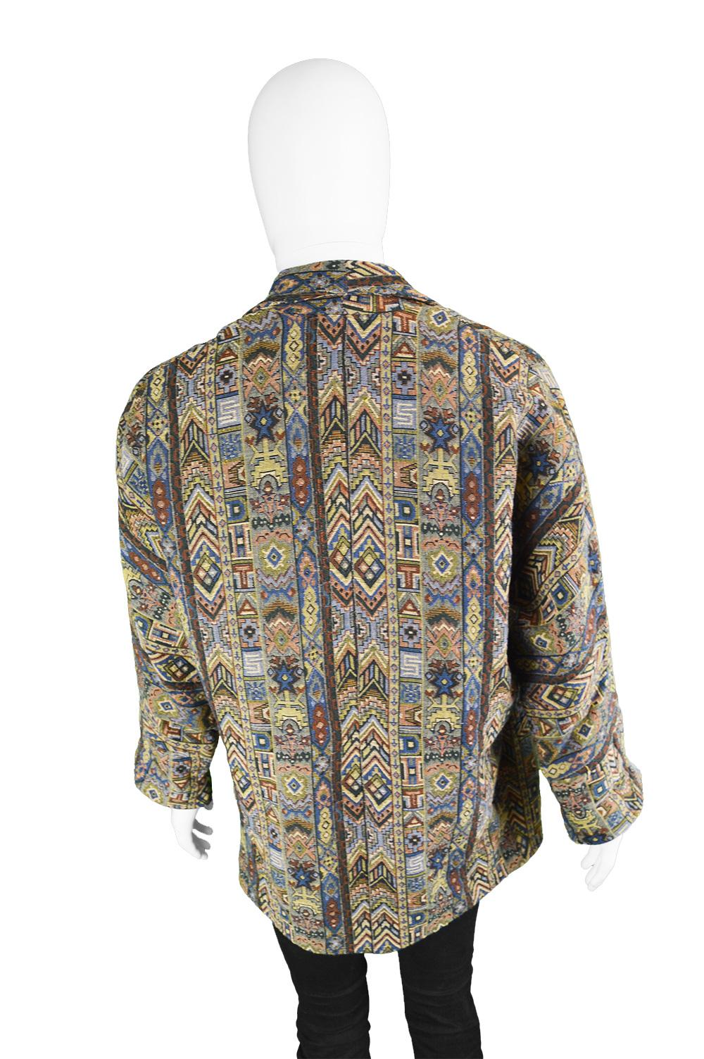 Vintage Men's Indian Hand Loomed Woven Tapestry Patterned Jacket, 1980s 2