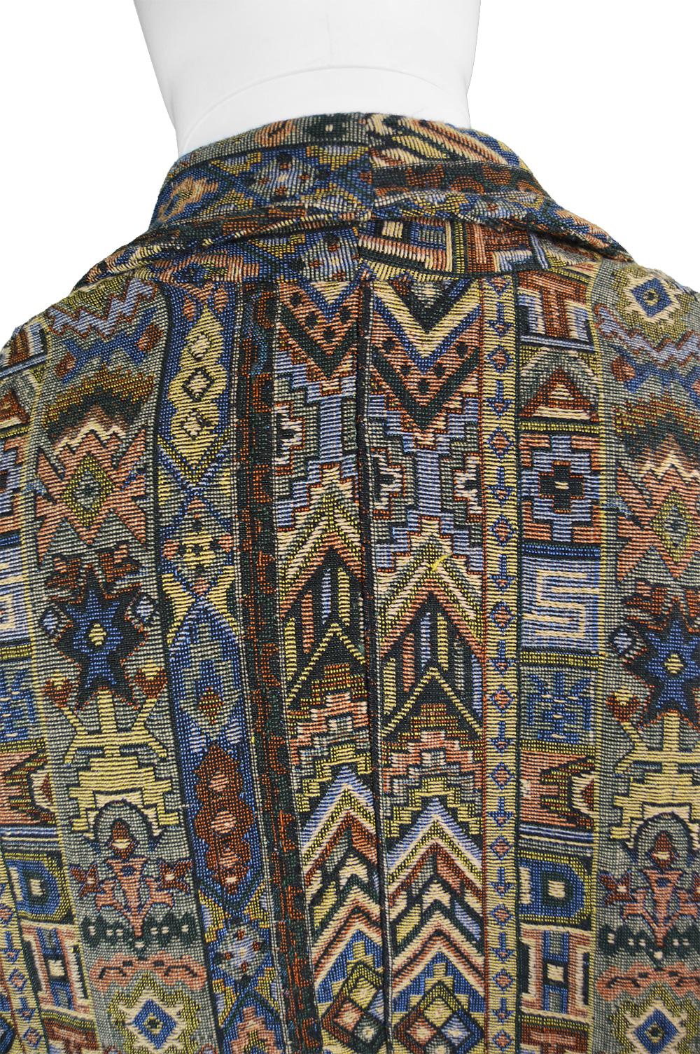 Vintage Men's Indian Hand Loomed Woven Tapestry Patterned Jacket, 1980s 3
