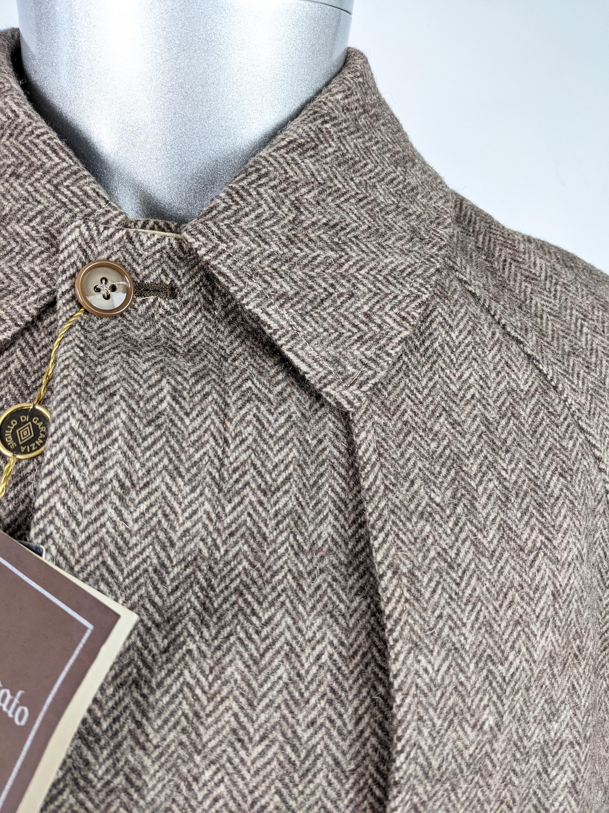 Vintage Mens Italian Reversible Brown Wool Tweed and Gabardine Trench ...
