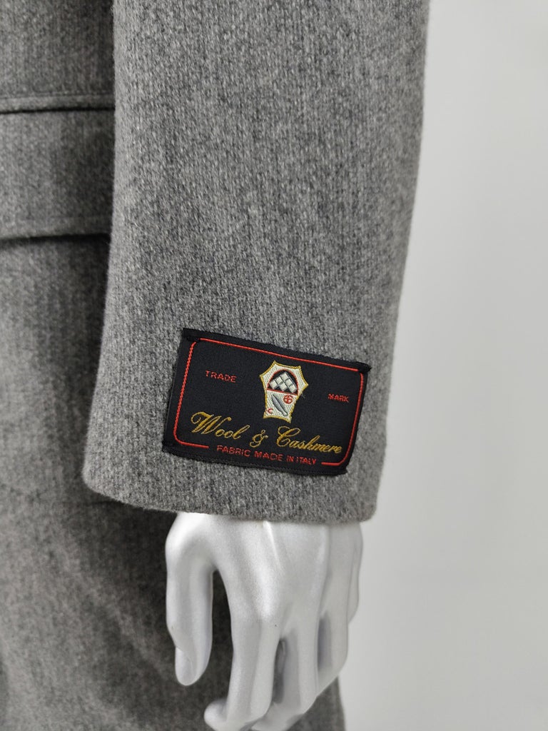 Vintage Mens Italian Wool and Cashmere Grey Knit Overcoat Covert Coat ...