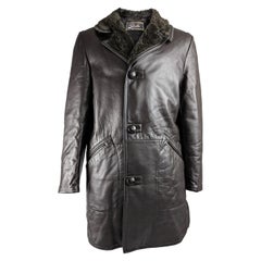 Abrigo vintage de piel e imitación de piel para hombre, años 70
