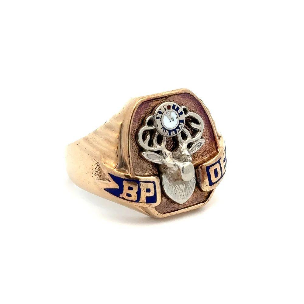 Bellissimo anello massonico d'epoca di qualità per uomo, con smalto e sigaro d'oro. Realizzato a mano in oro giallo 10K. Anello misura 10.5, offriamo il ridimensionamento dell'anello. Super cool in tempo reale! Sicuramente da ammirare. Per quella