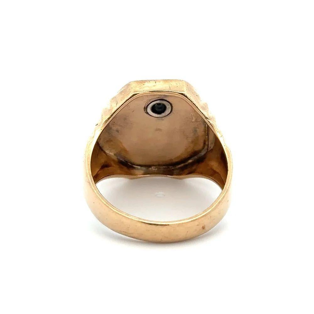Uomo Anello massonico d'epoca da uomo con sigaro smaltato e fascia d'oro in vendita