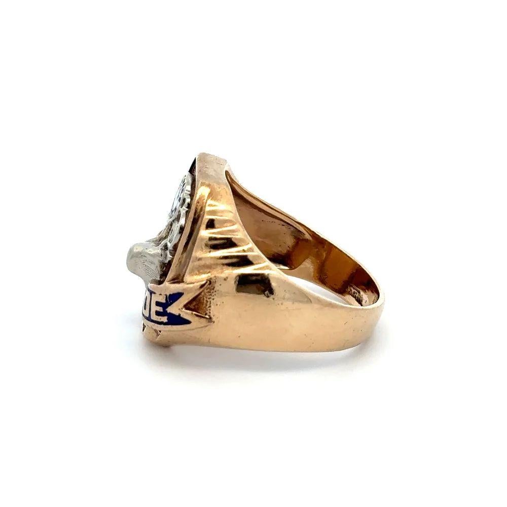 Anello massonico d'epoca da uomo con sigaro smaltato e fascia d'oro in vendita 1