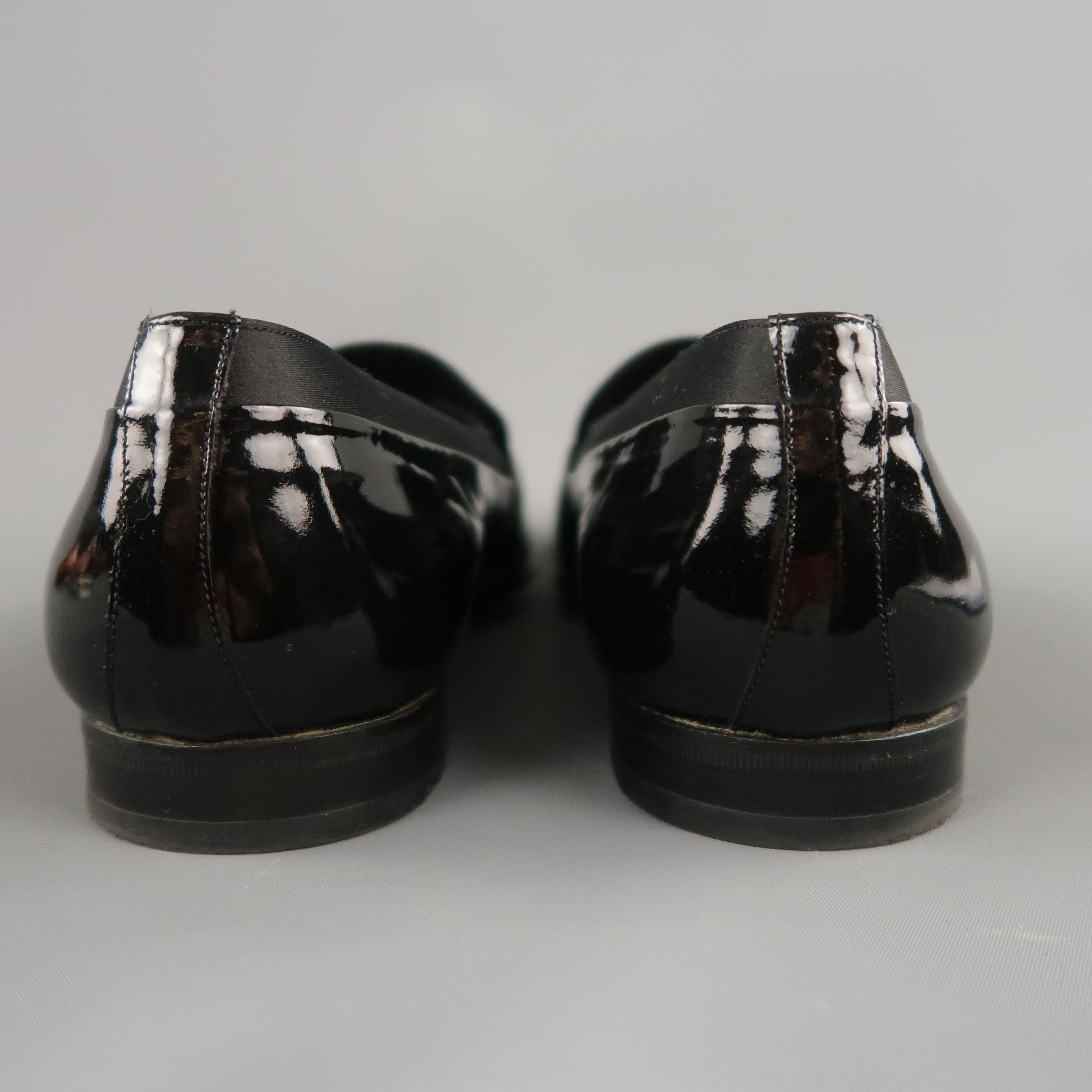 Vintage Men's MEZLAN Size 13 Black Patent Leather & Satin Tuxedo Loafers 1