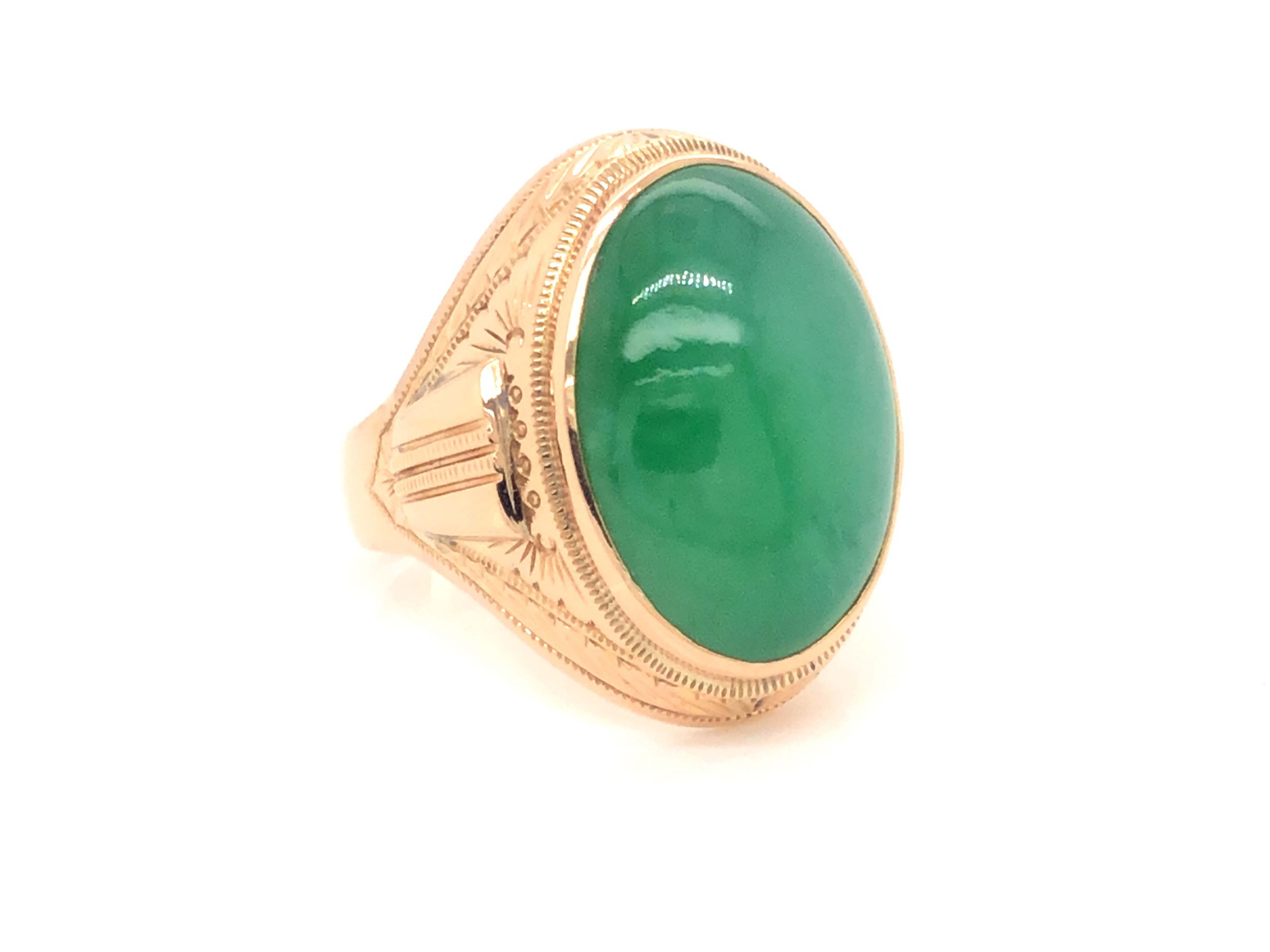 mens gold ring with jade stone