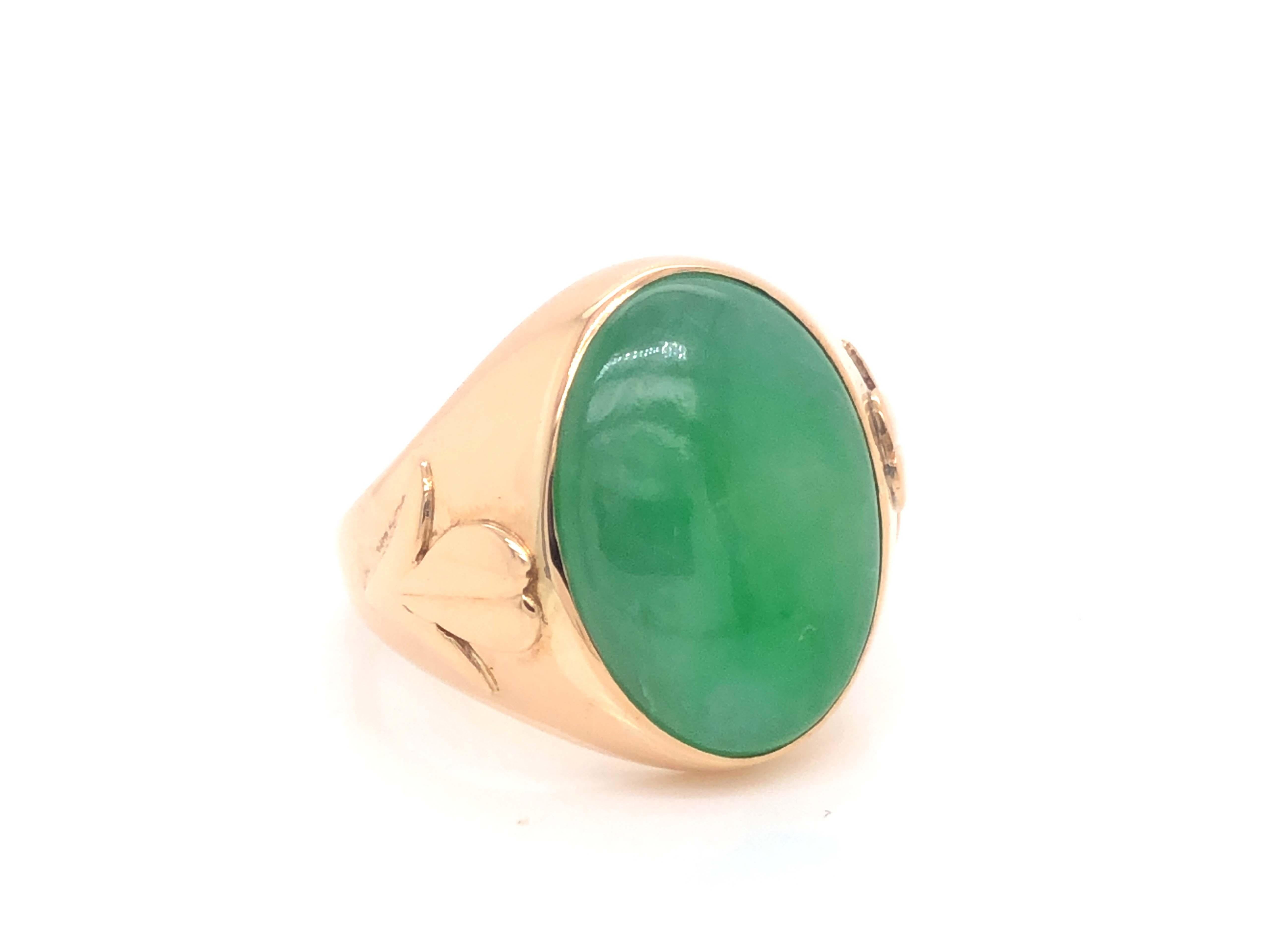 mens gold ring with jade stone