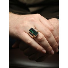 Vintage Mens Platinum Ring Fancy Cut Tourmaline with 18k Yellow Accents