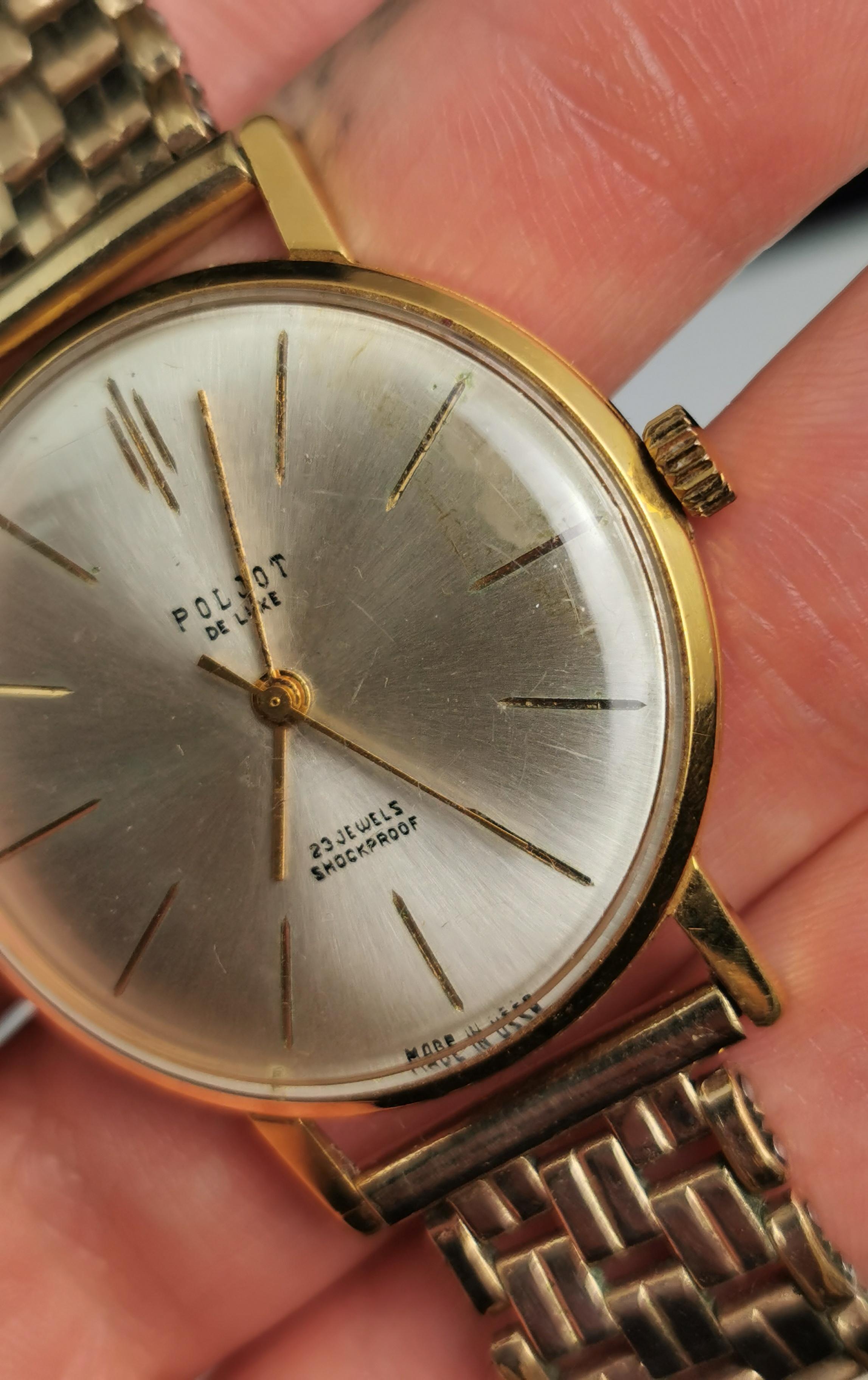 Vintage Mens Poljot wristwatch, rolled gold, C1960s  6