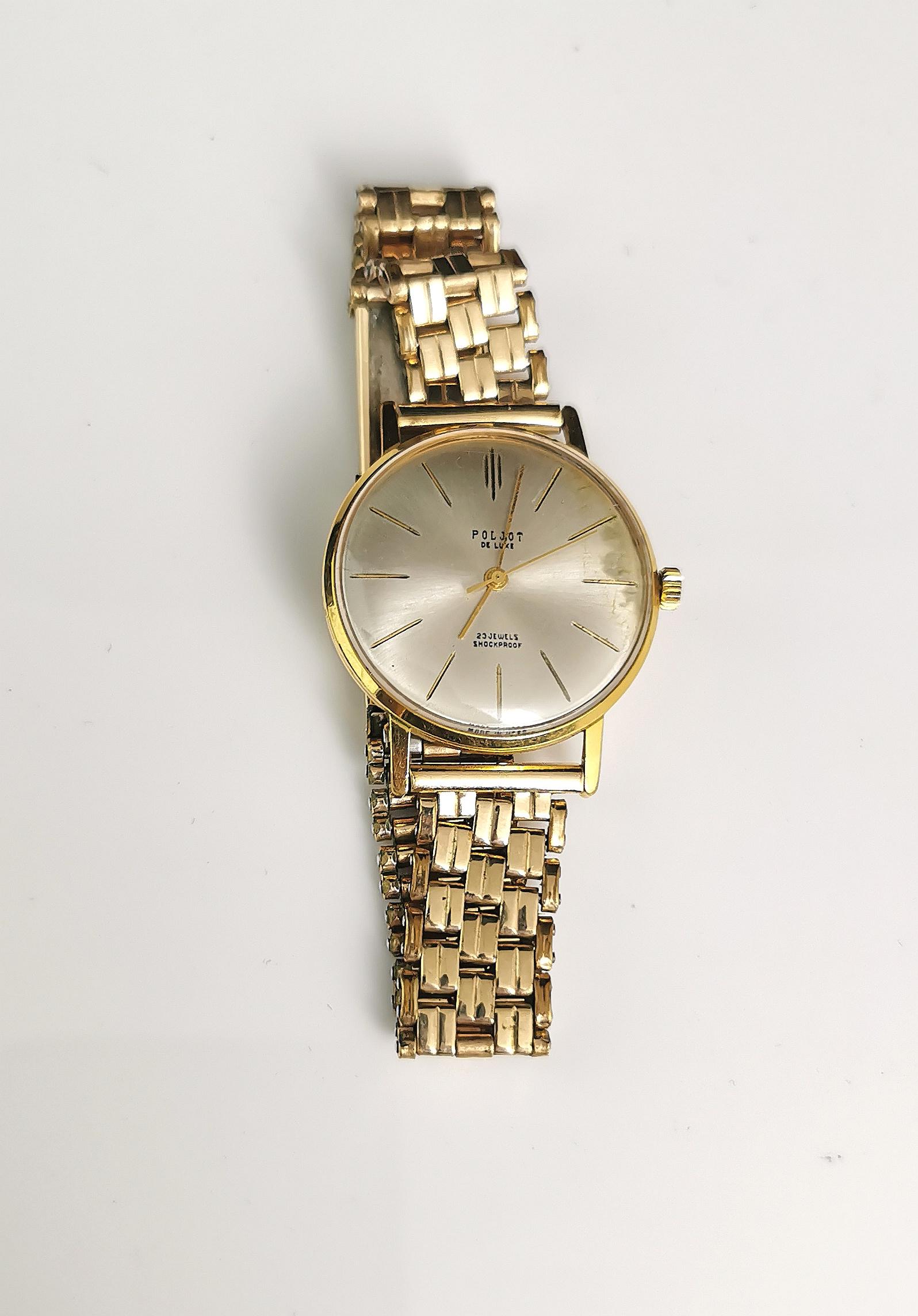 Retro Vintage Mens Poljot wristwatch, rolled gold, C1960s 