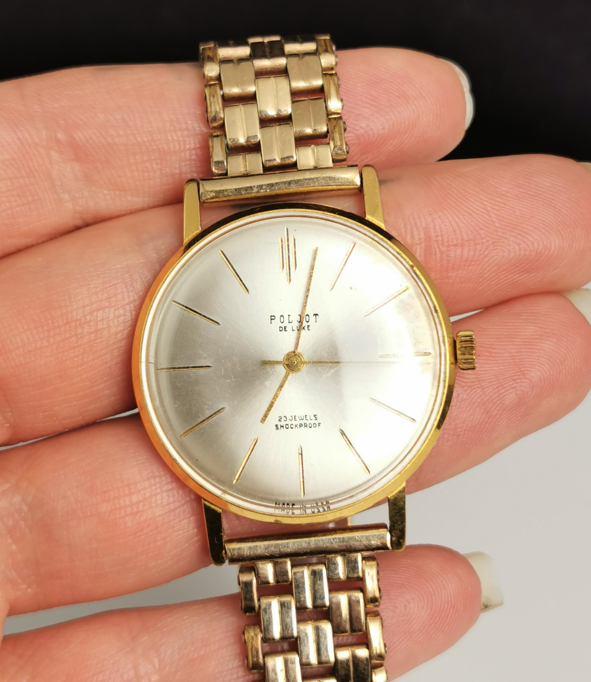 Vintage Mens Poljot wristwatch, rolled gold, C1960s  In Fair Condition In NEWARK, GB