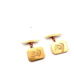 Gemelos rectangulares de hombre vintage oro amarillo