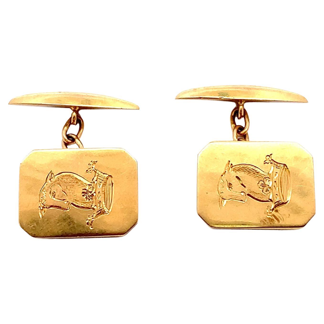 Vintage men’s rectangular cufflinks yellow gold