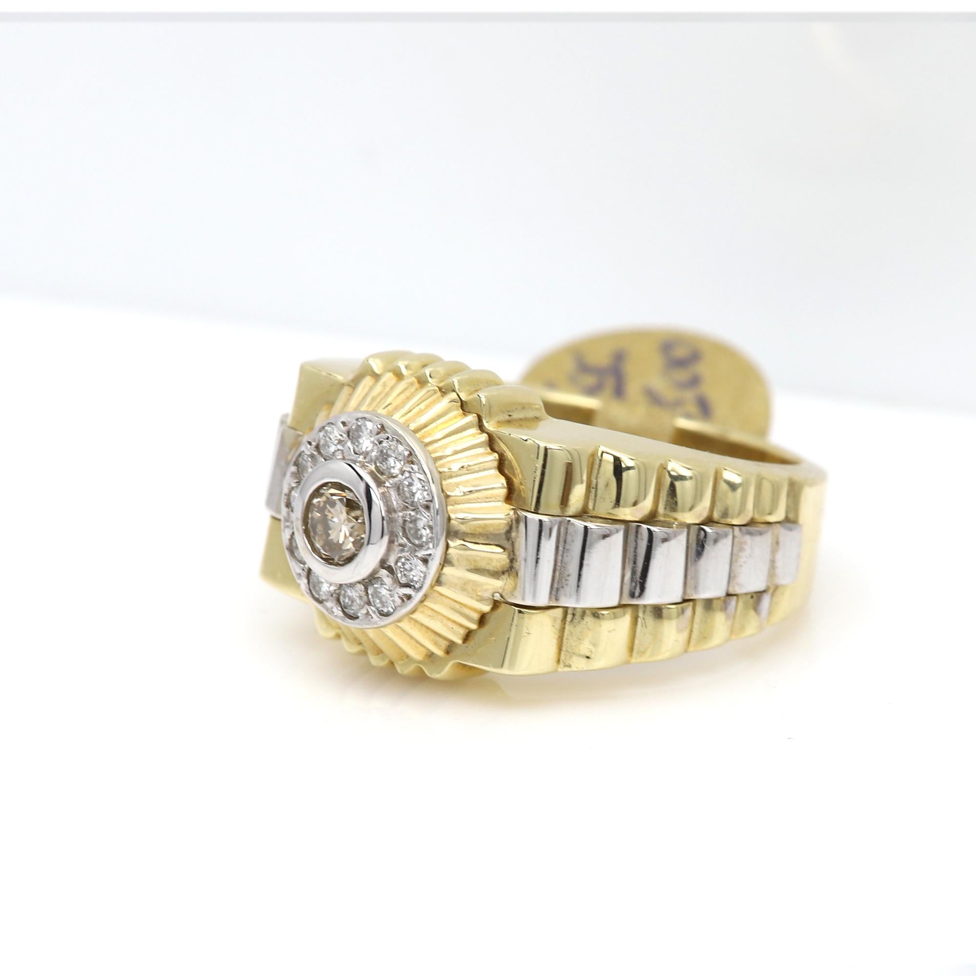 Round Cut Vintage Men's Ring Diamond Men Ring Cluster Diamonds 14 Karat Gold For Sale