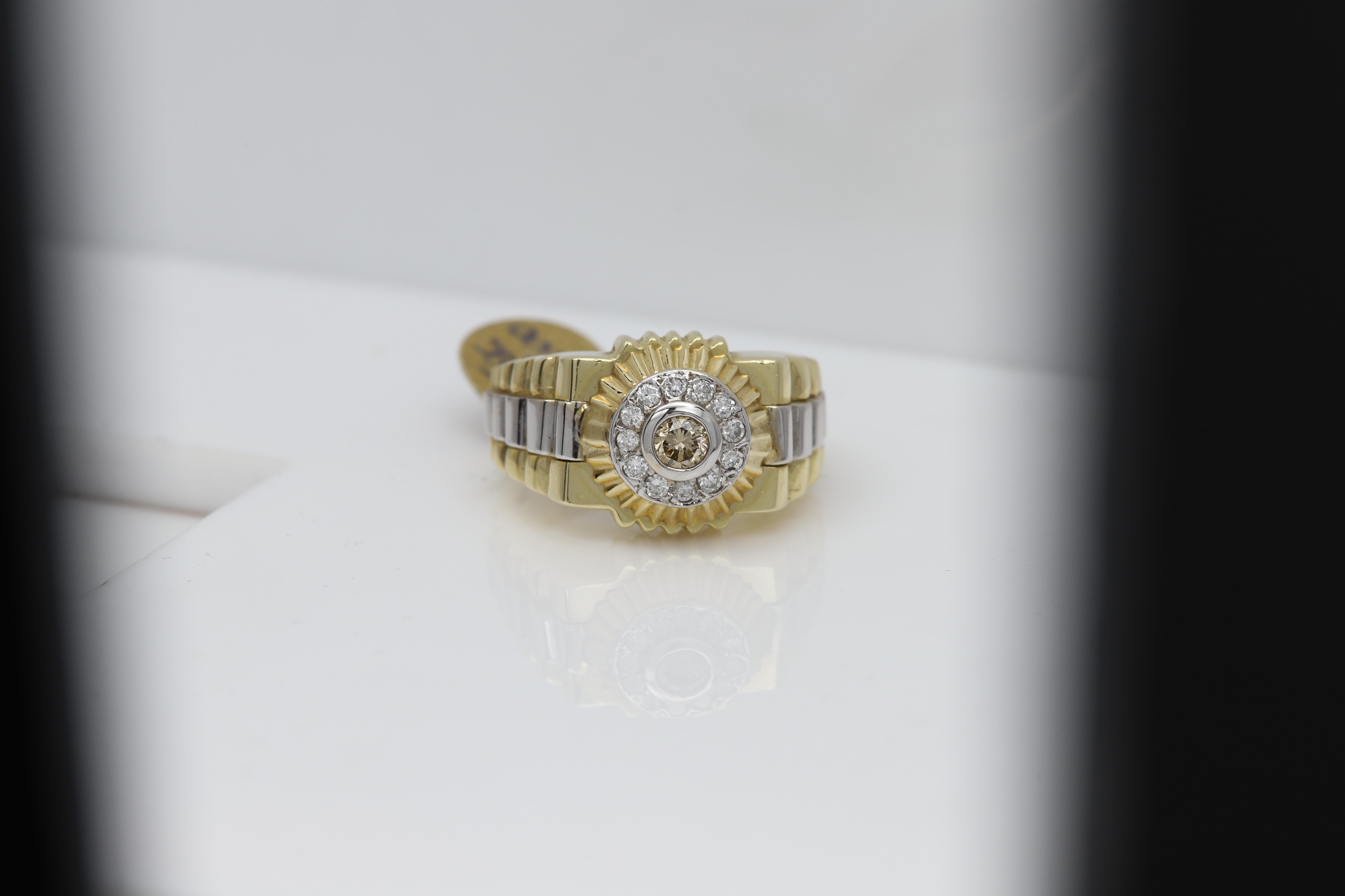 Vintage Men's Ring Diamond Men Ring Cluster Diamonds 14 Karat Gold For Sale 1