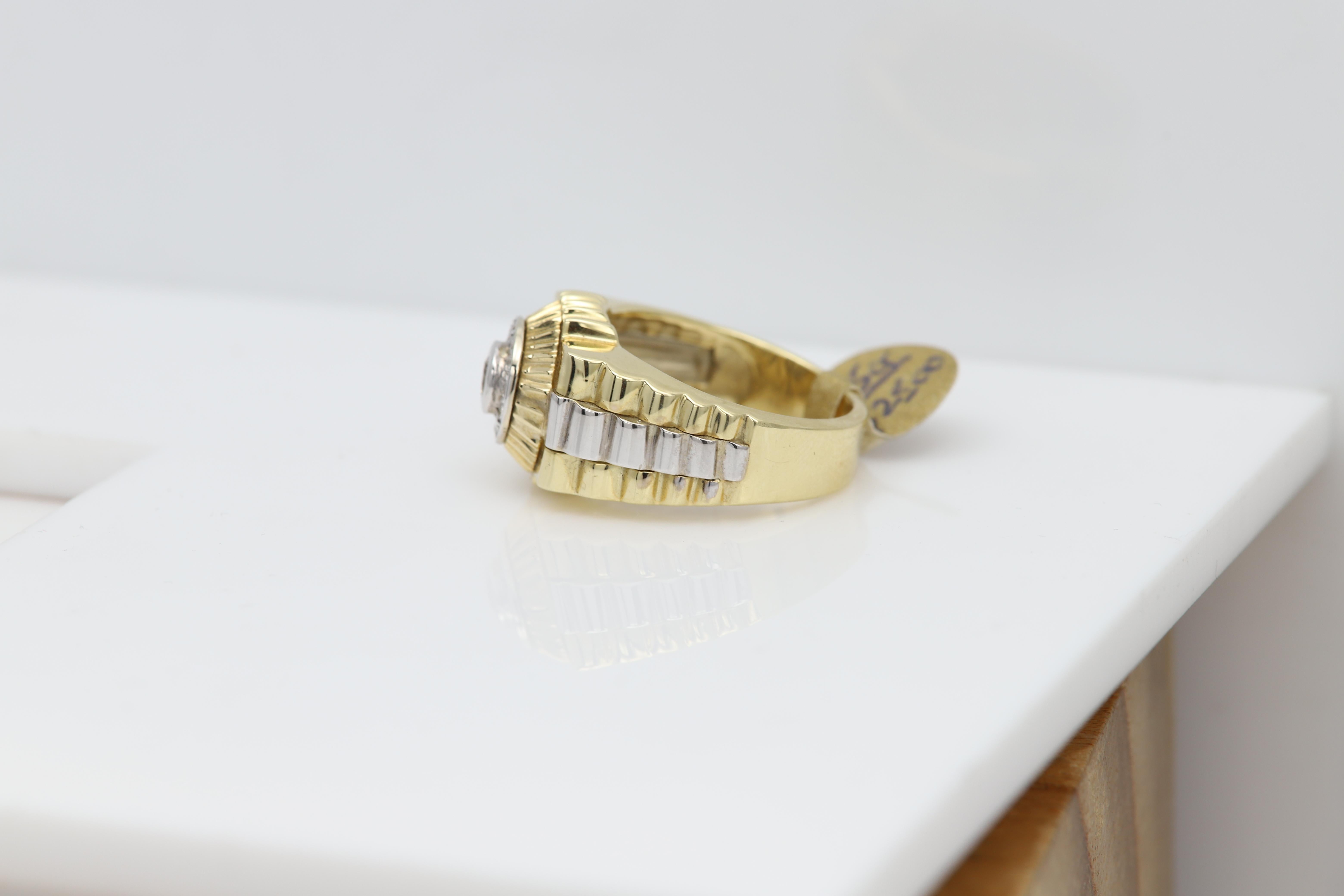 Vintage Men's Ring Diamond Men Ring Cluster Diamonds 14 Karat Gold For Sale 3