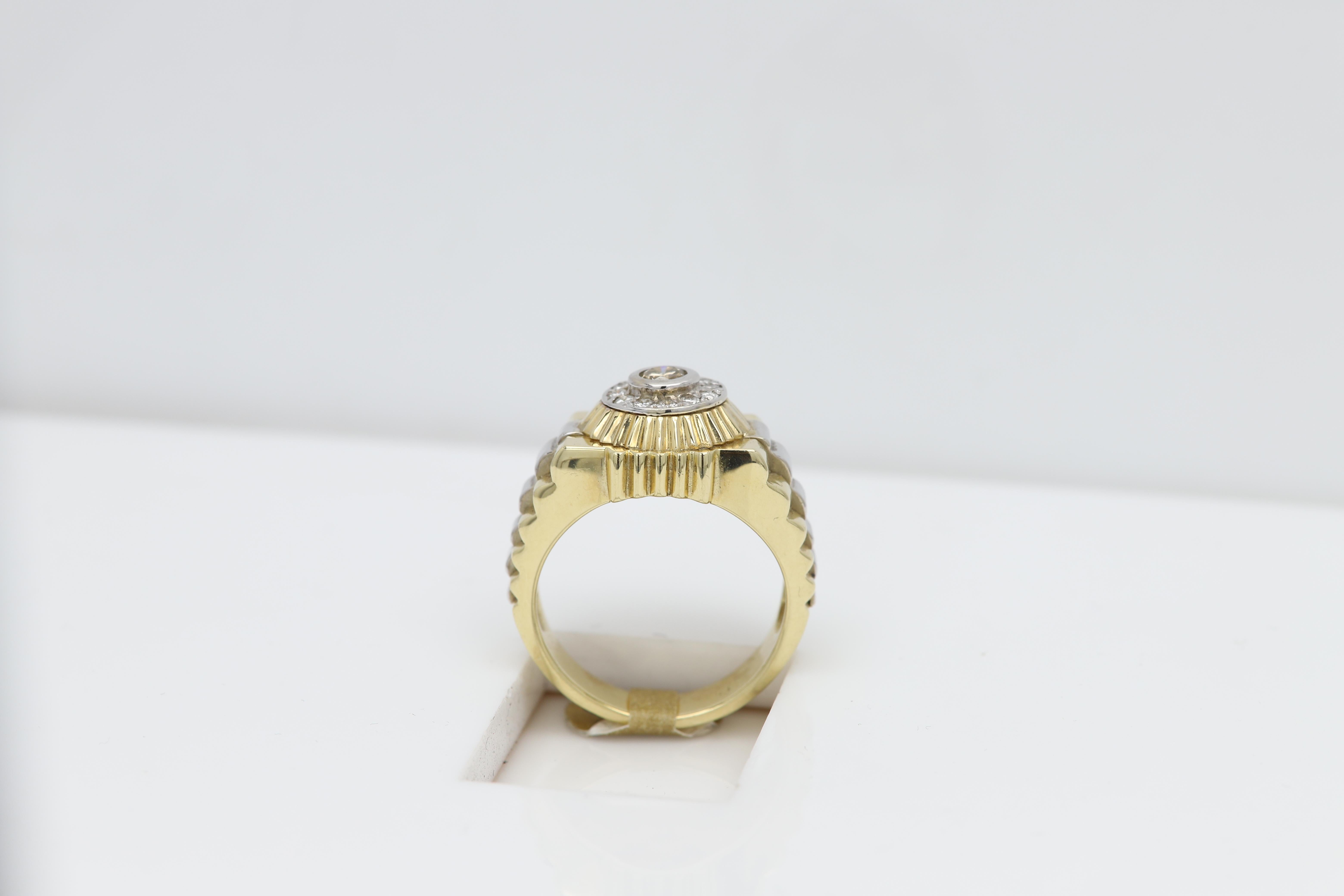 Vintage Men's Ring Diamond Men Ring Cluster Diamonds 14 Karat Gold For Sale 4