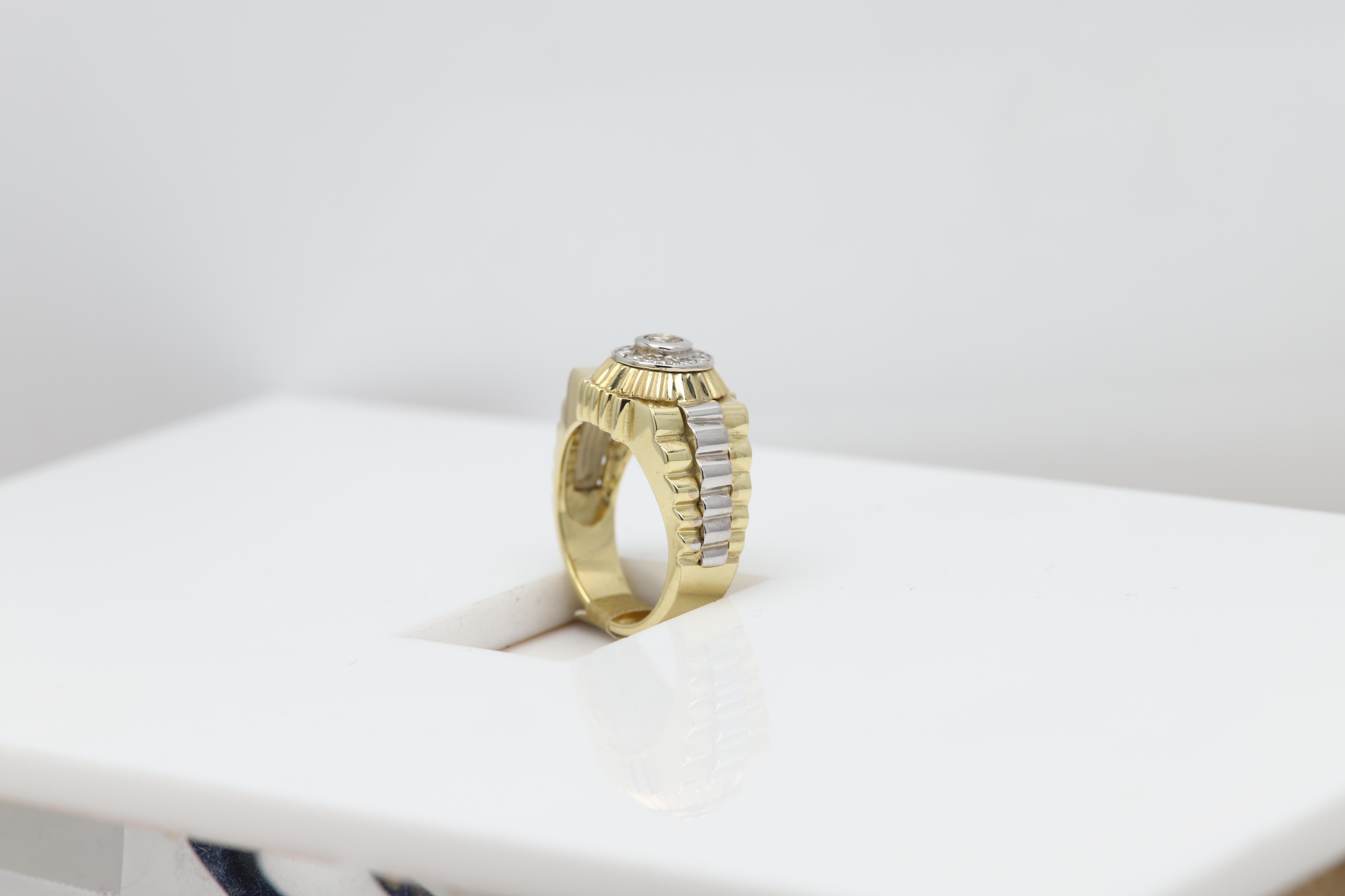 Vintage Men's Ring Diamond Men Ring Cluster Diamonds 14 Karat Gold For Sale 5