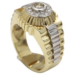 Anillo masculino vintage Anillo masculino de diamantes Racimo de diamantes Oro de 14 quilates