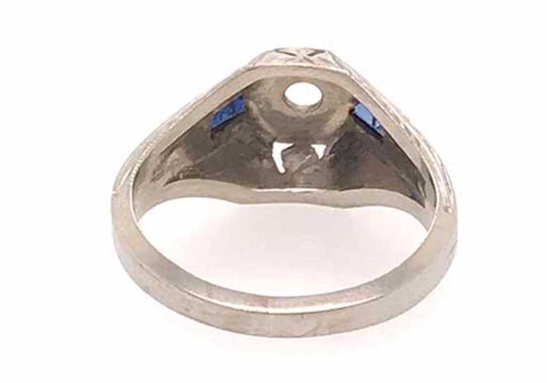 Vintage Mens Sapphire Semi Mount Engagement Ring .30ct Antique Deco 18K Pour femmes en vente