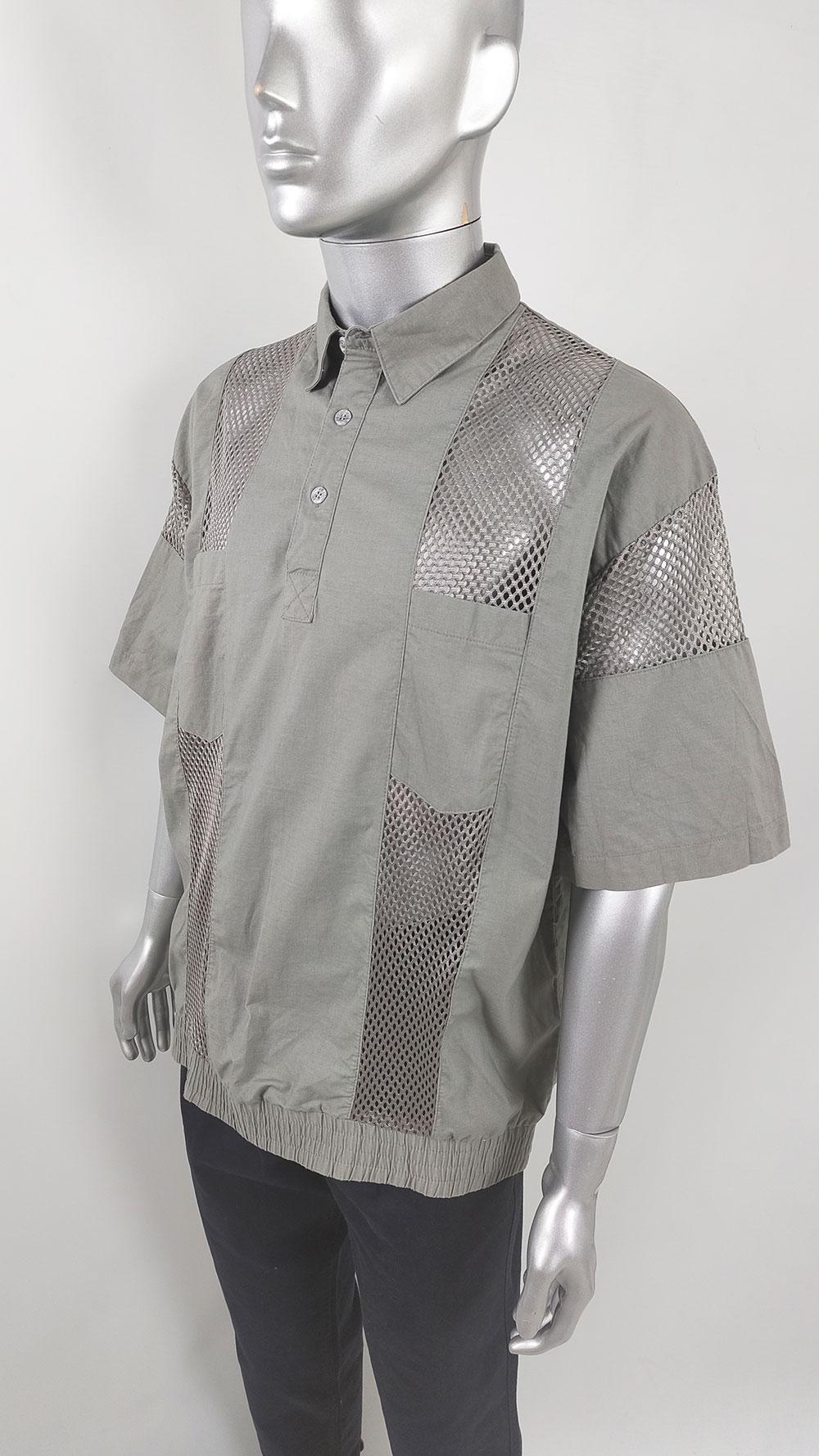 Vintage Mens See Through Mens Mesh Panel Short Sleeve Shirt, 1980s In Good Condition For Sale In Doncaster, South Yorkshire
