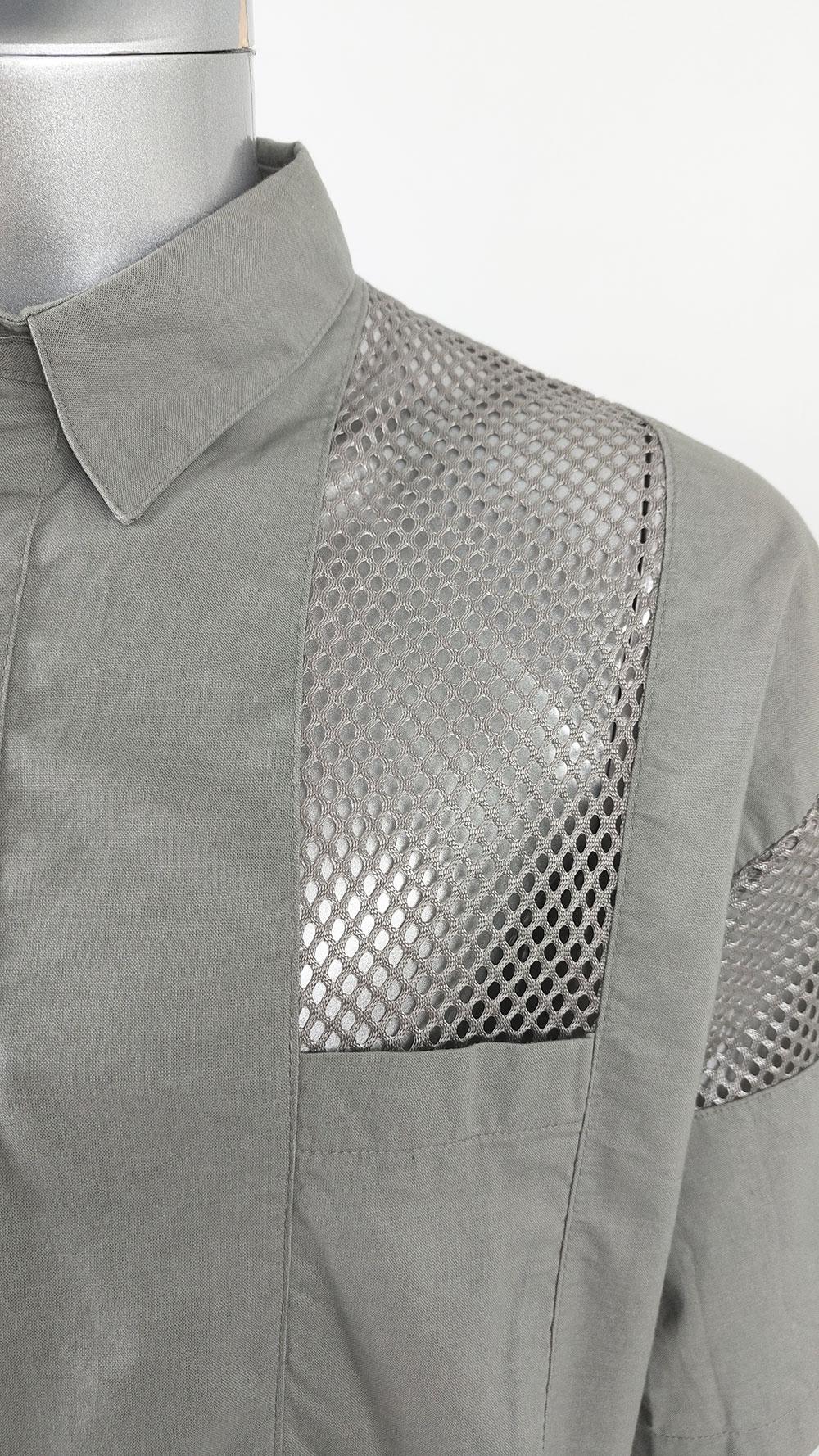 Men's Vintage Mens See Through Mens Mesh Panel Short Sleeve Shirt, 1980s For Sale
