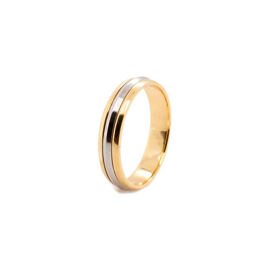 Vintage Men's Solid 18K Yellow Gold With Platinum Wedding Band For Sale 1