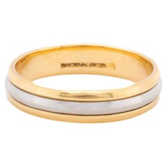 Vintage Men's Solid 18K Yellow Gold With Platinum Wedding Band