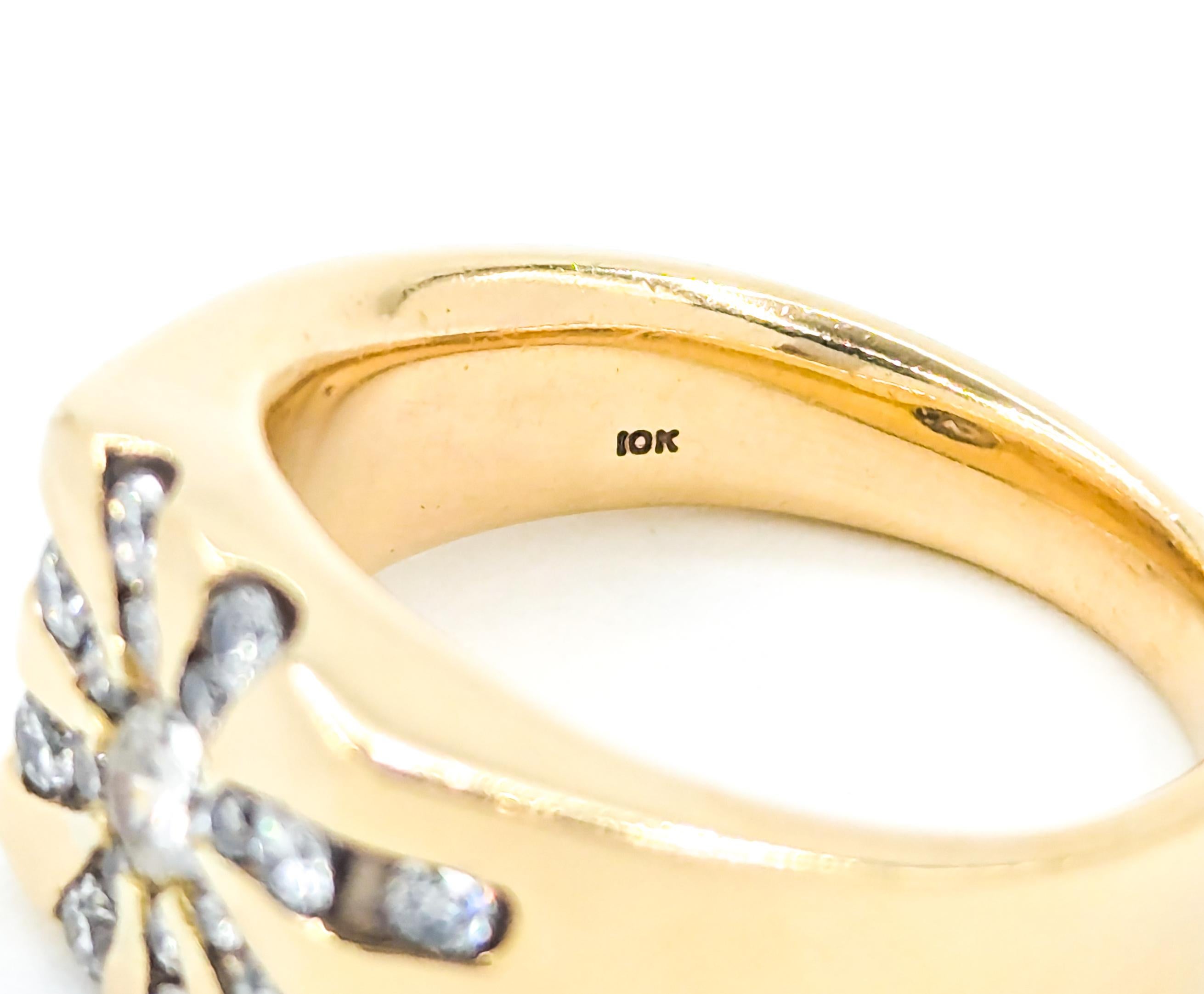 Vintage Men's Star Burst Diamond Ring in Gelbgold 2