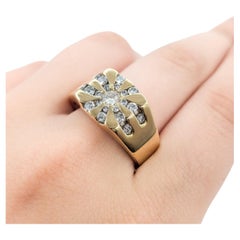 Vintage Men's Star Burst Diamond Ring in Gelbgold