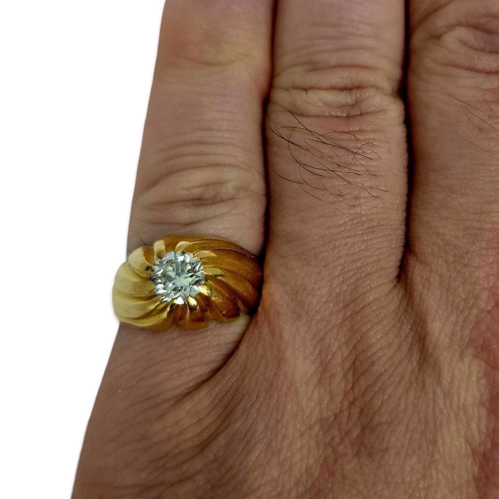 Vintage Herren Swirl Ring mit GIA zertifiziert 1,03 Karat Diamant in 18 Karat Gold im Angebot 1
