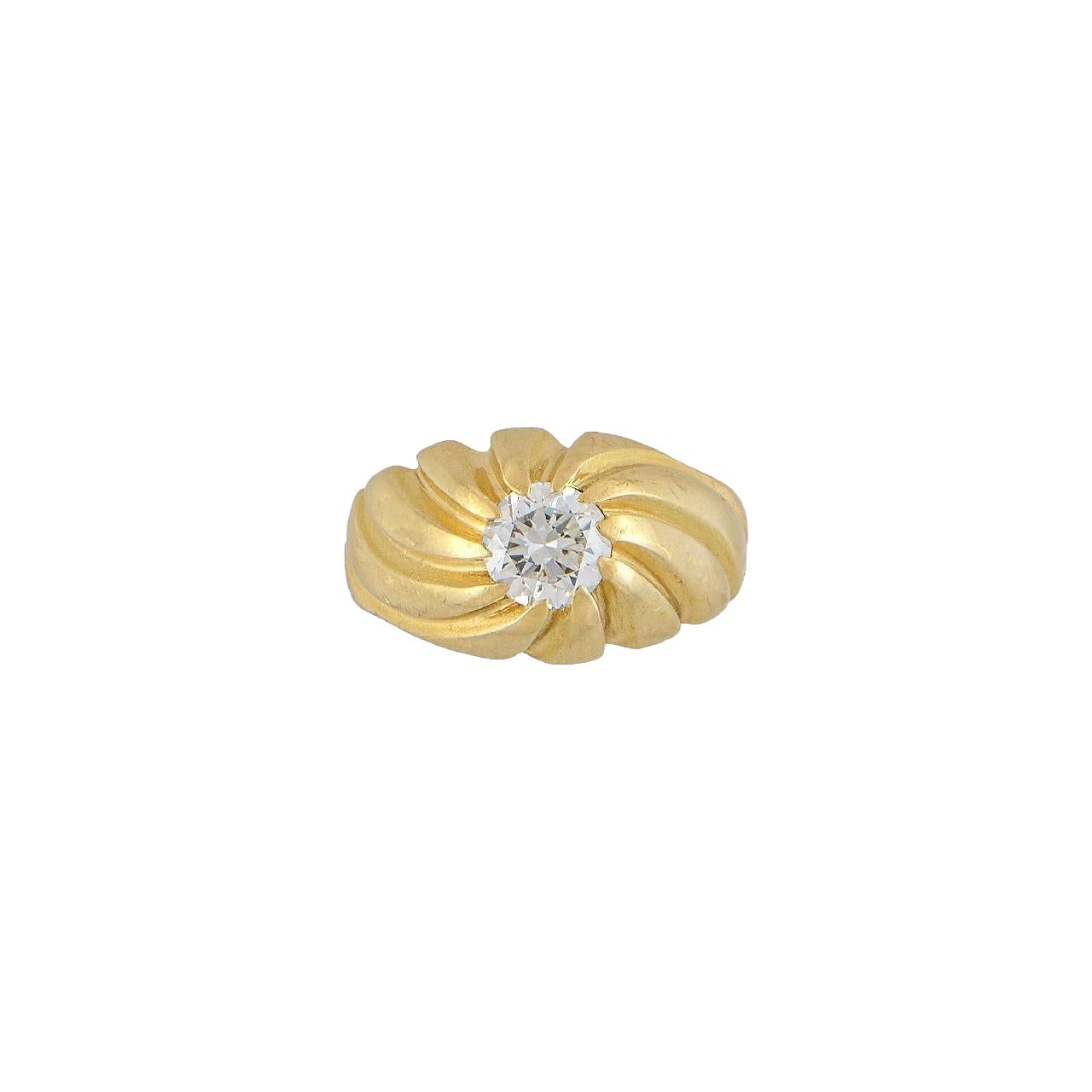 Vintage Herren Swirl Ring mit GIA zertifiziert 1,03 Karat Diamant in 18 Karat Gold