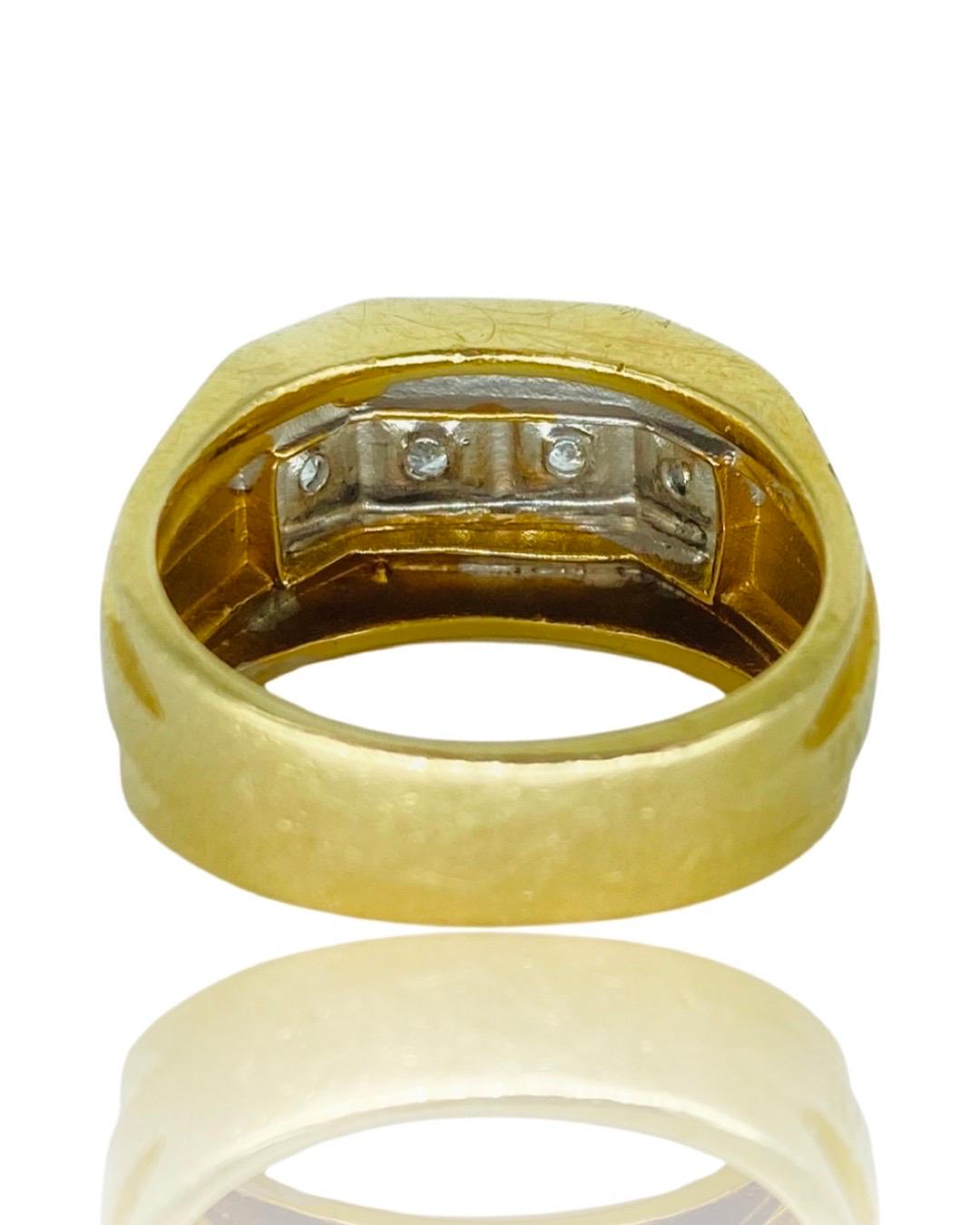 Vintage Men’s Two-Tone 0.20 Carat Diamond Ring 14k Gold In Good Condition In Miami, FL