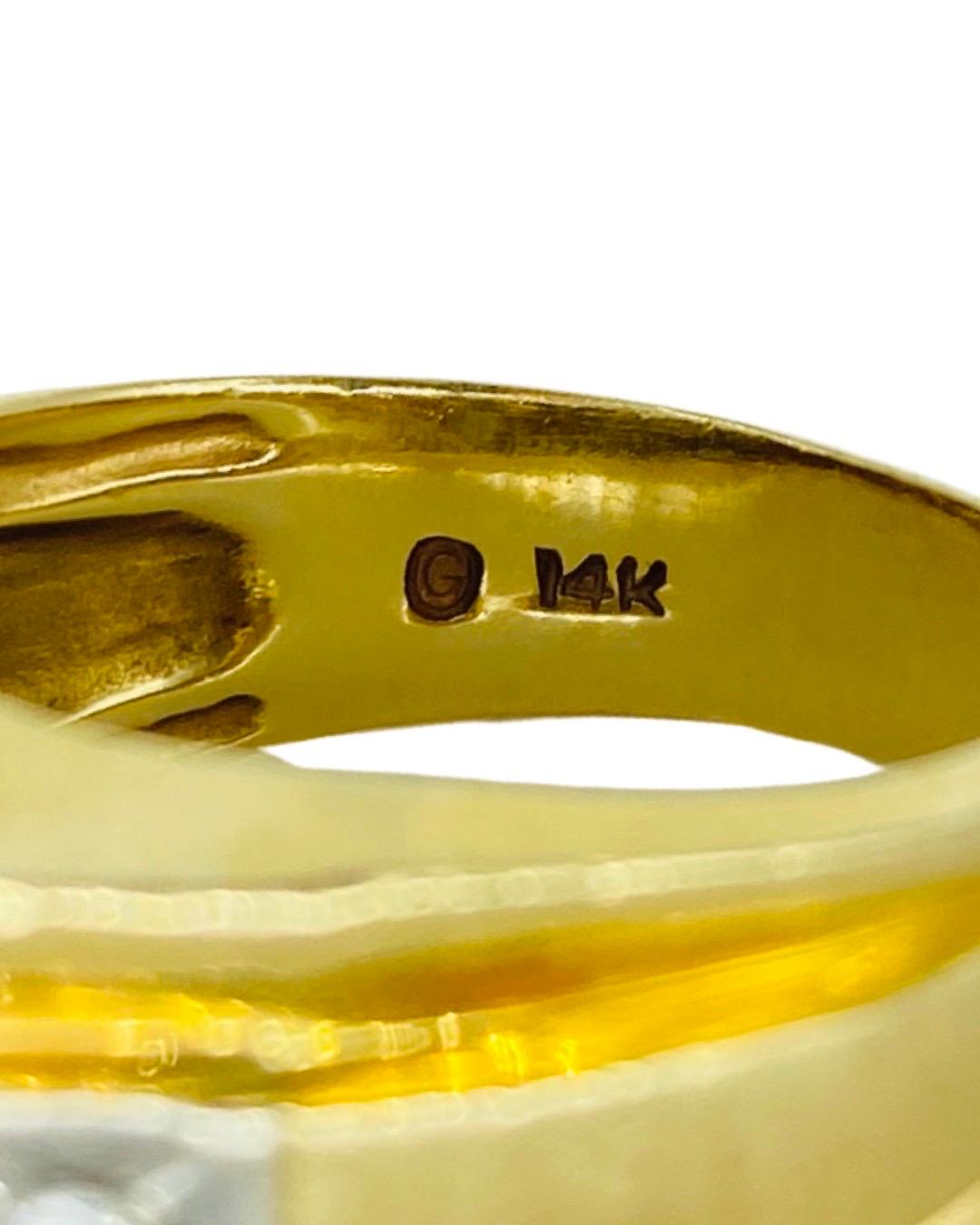 Men's Vintage Men’s Two-Tone 0.20 Carat Diamond Ring 14k Gold