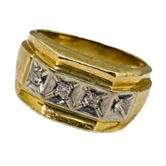 Vintage Men’s Two-Tone 0.20 Carat Diamond Ring 14k Gold