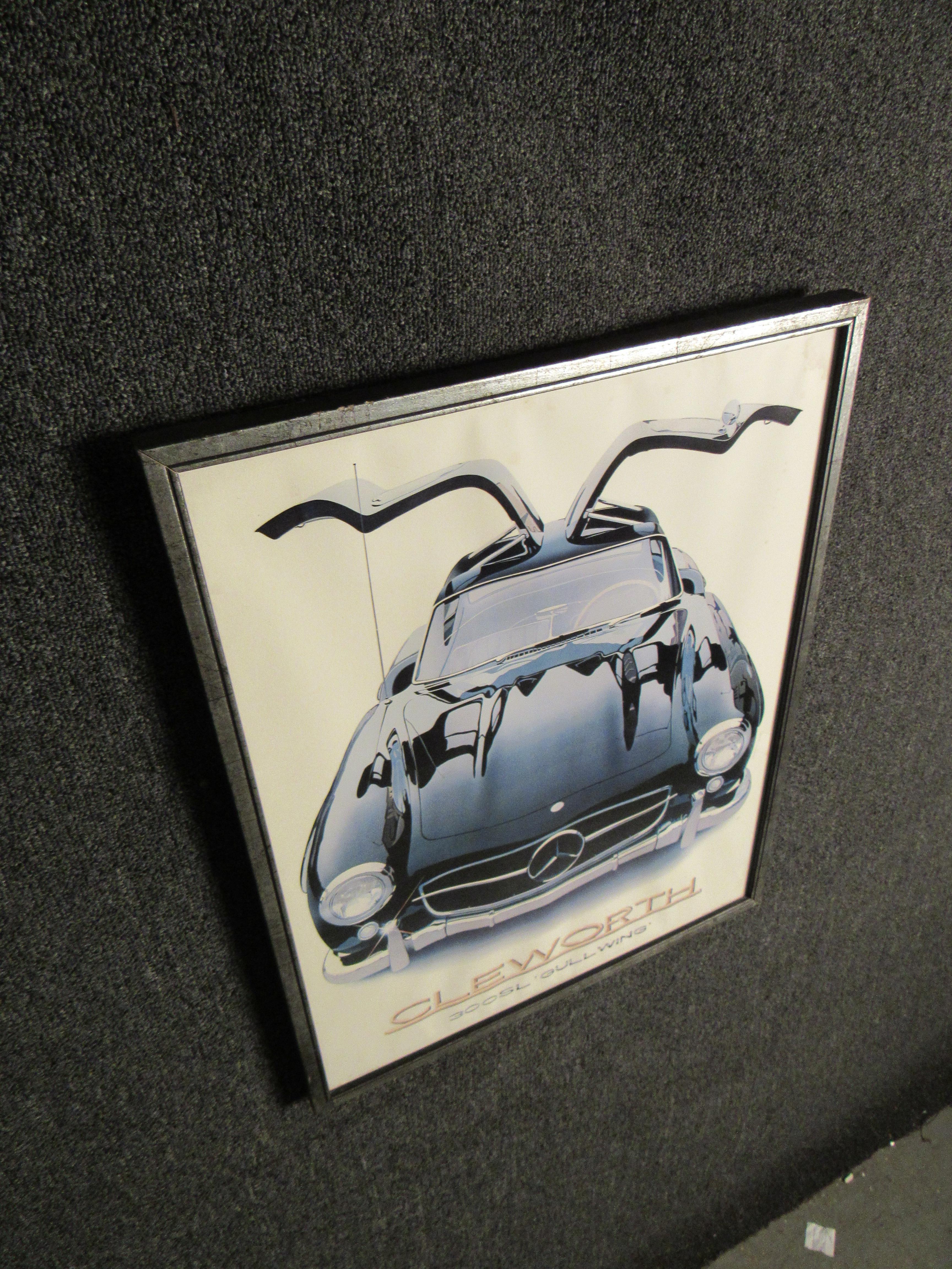 American Vintage Mercedes Benz Gullwing Lithograph by Harold James Chelworth For Sale