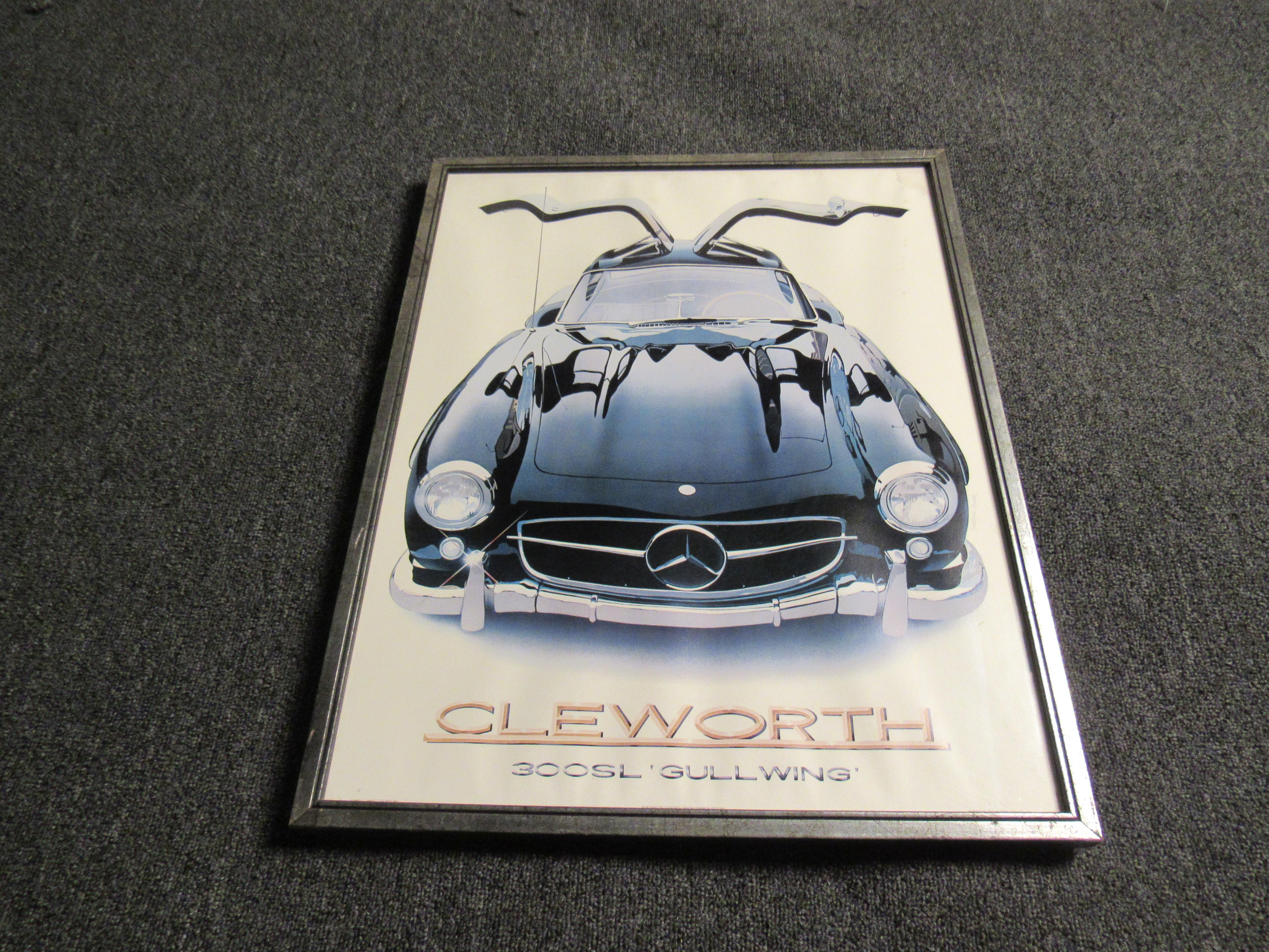 Vintage Mercedes Benz Gullwing Lithograph by Harold James Chelworth In Good Condition For Sale In Brooklyn, NY