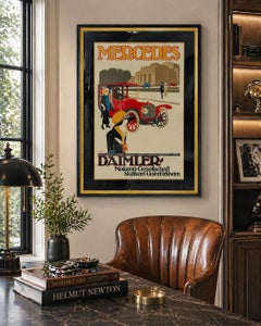 Vintage Mercedes Benz Stuttgart Lithograph Poster incorniciato Art Deco